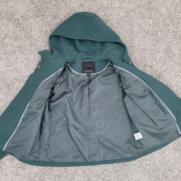 J. Crew Melton Wool Hooded Bib Coat Jacket - Picture 2 of 9